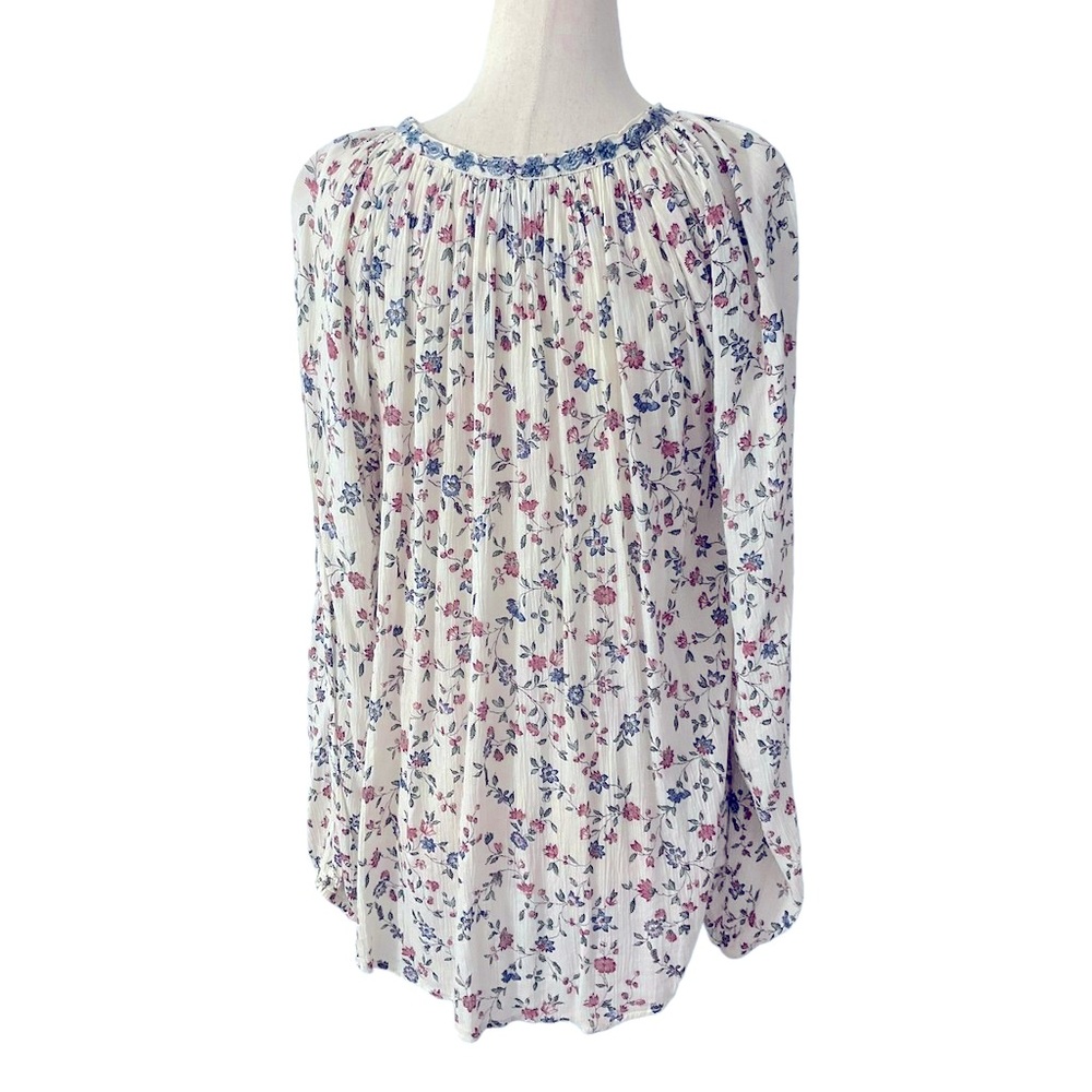 Chaps Multicolor Floral Bohemian Top Women Size Medium. - Picture 3 of 7